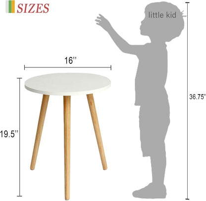 round Side/ End Table, Accent Nightstand Modern for Living Room Bedroom Office Small Spaces, 16''D X 19.5''H (White)